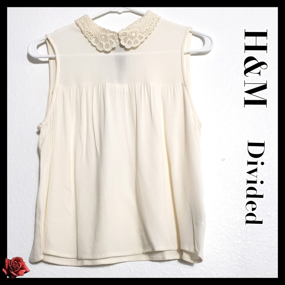 $  (3/$15) H&M Divided:Size:8/ Beige Sheer Blouse